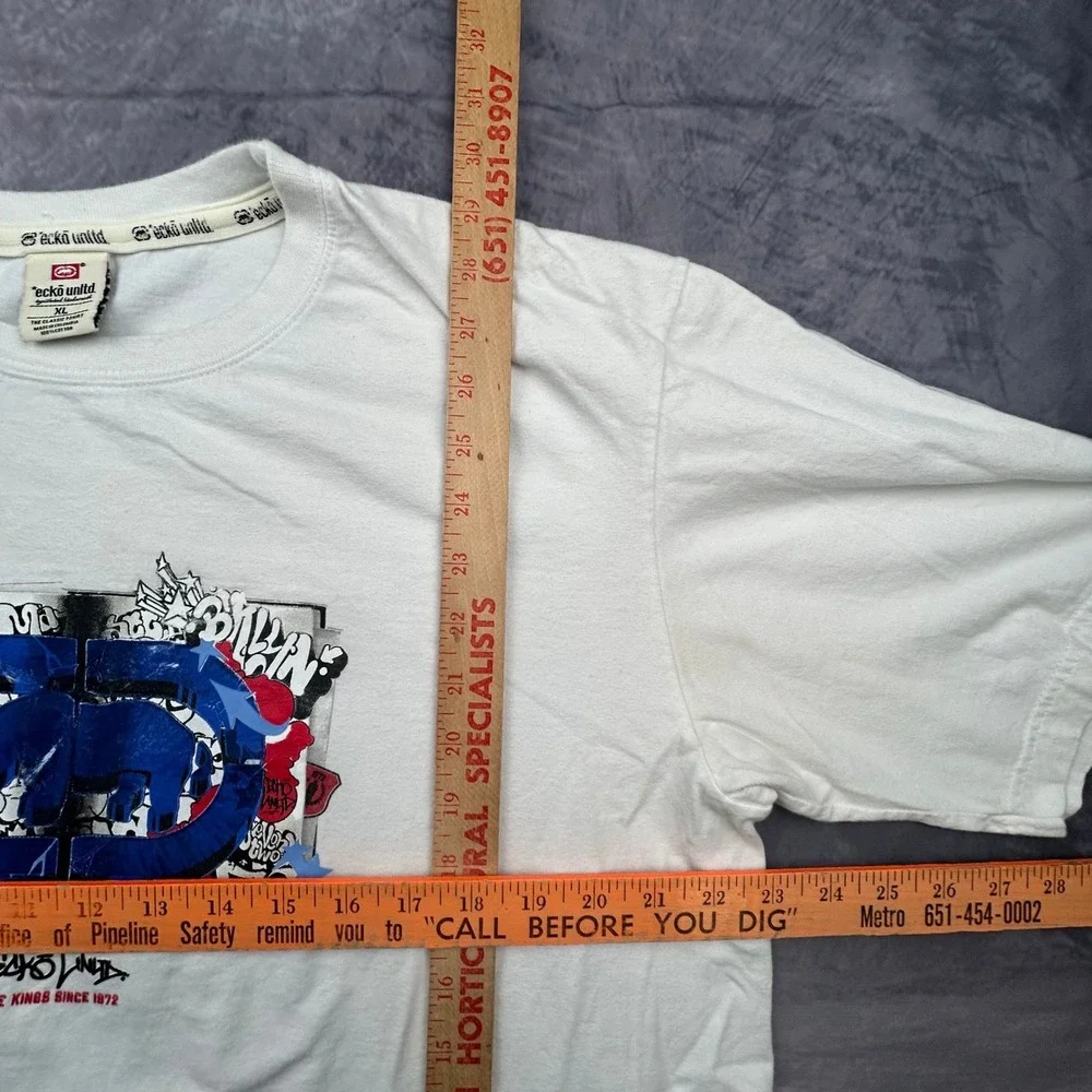 Vintage Ecko Unltd Graphic T Shirt Mens XL White Graffiti Rhino Y2K Streetwear - Picture 5 of 8